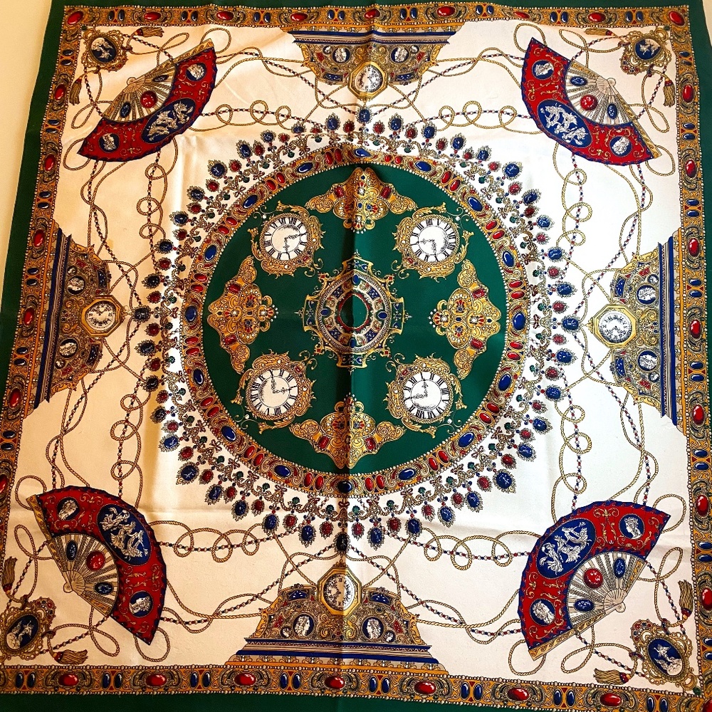 Vintage 80s Art of the Scarf - Fans and Clocks
